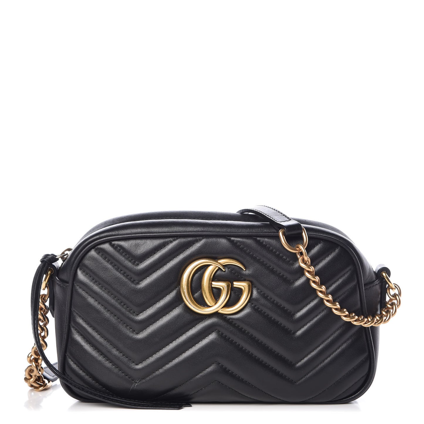 Calfskin Matelasse Small GG Marmont Chain Shoulder Bag Black
