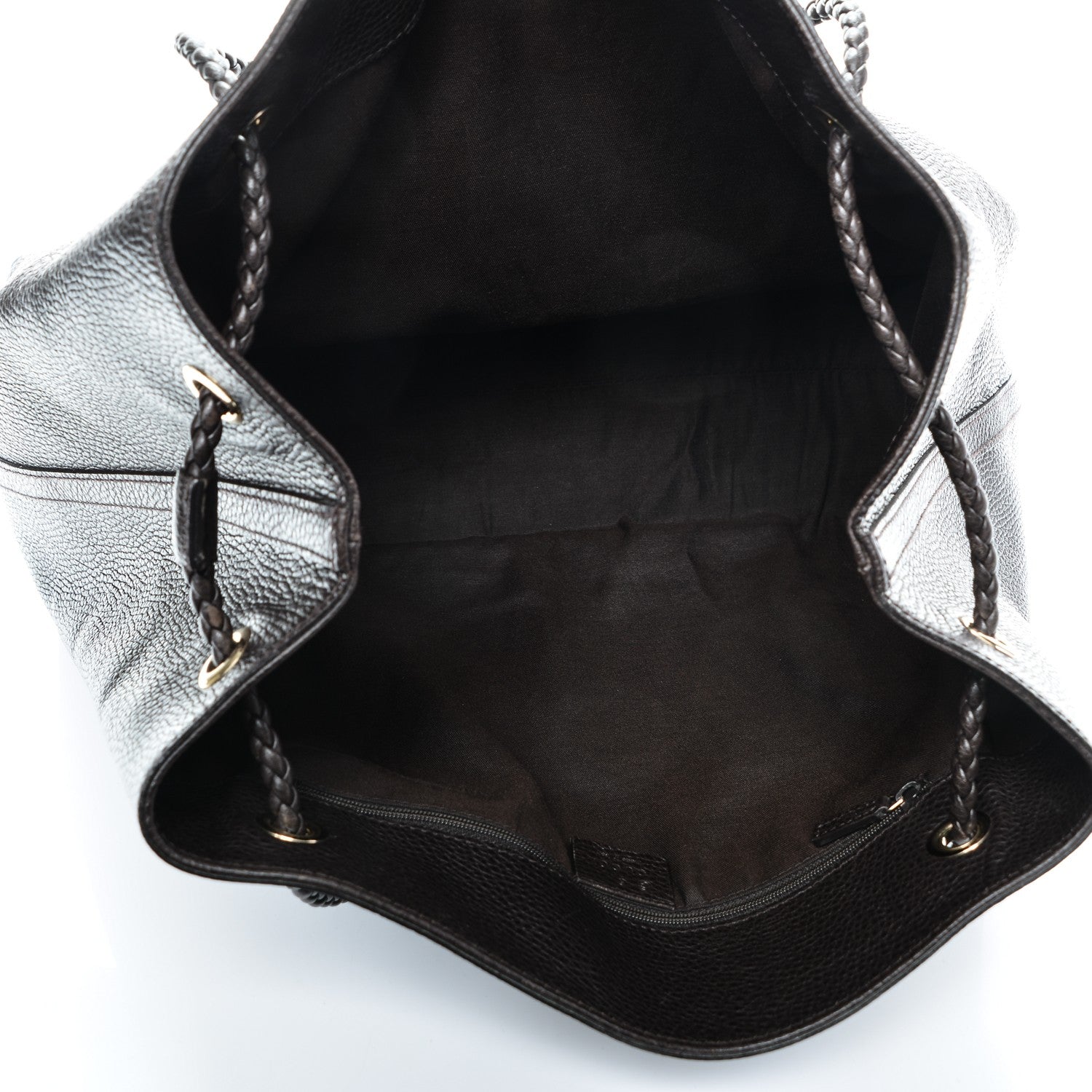 Gucci Calfskin Large Gifford Braided Handle Tote Dark Brown 5 of 7