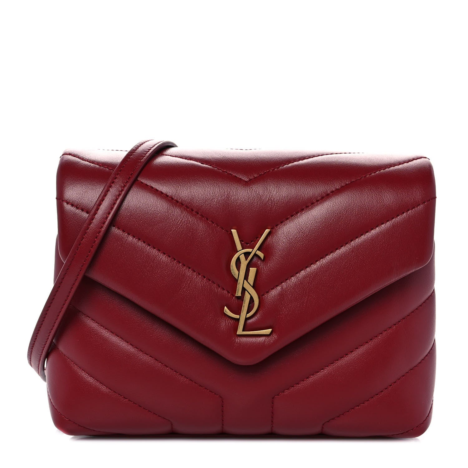 Saint Laurent Calfskin Y Quilted Monogram Toy Loulou Crossbody Bag Opyum Red 1 of 8
