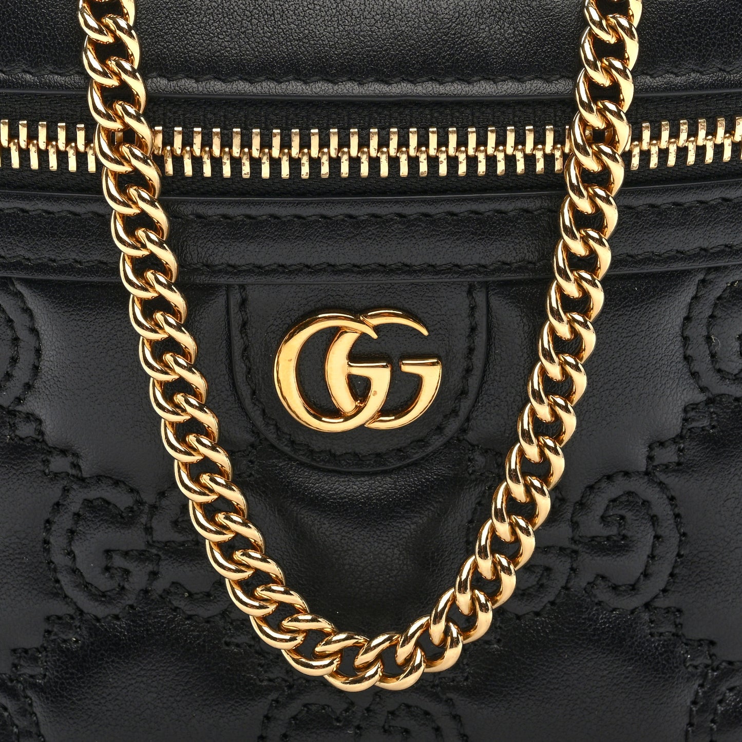 Calfskin GG Matelasse Mini Top Handle Bag Black