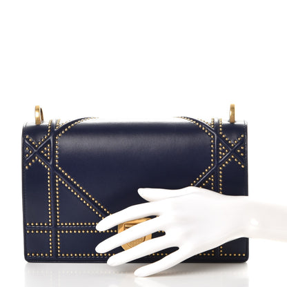 Christian Dior Lambskin Studded Medium Diorama Flap Bag Navy Blue 3 of 9