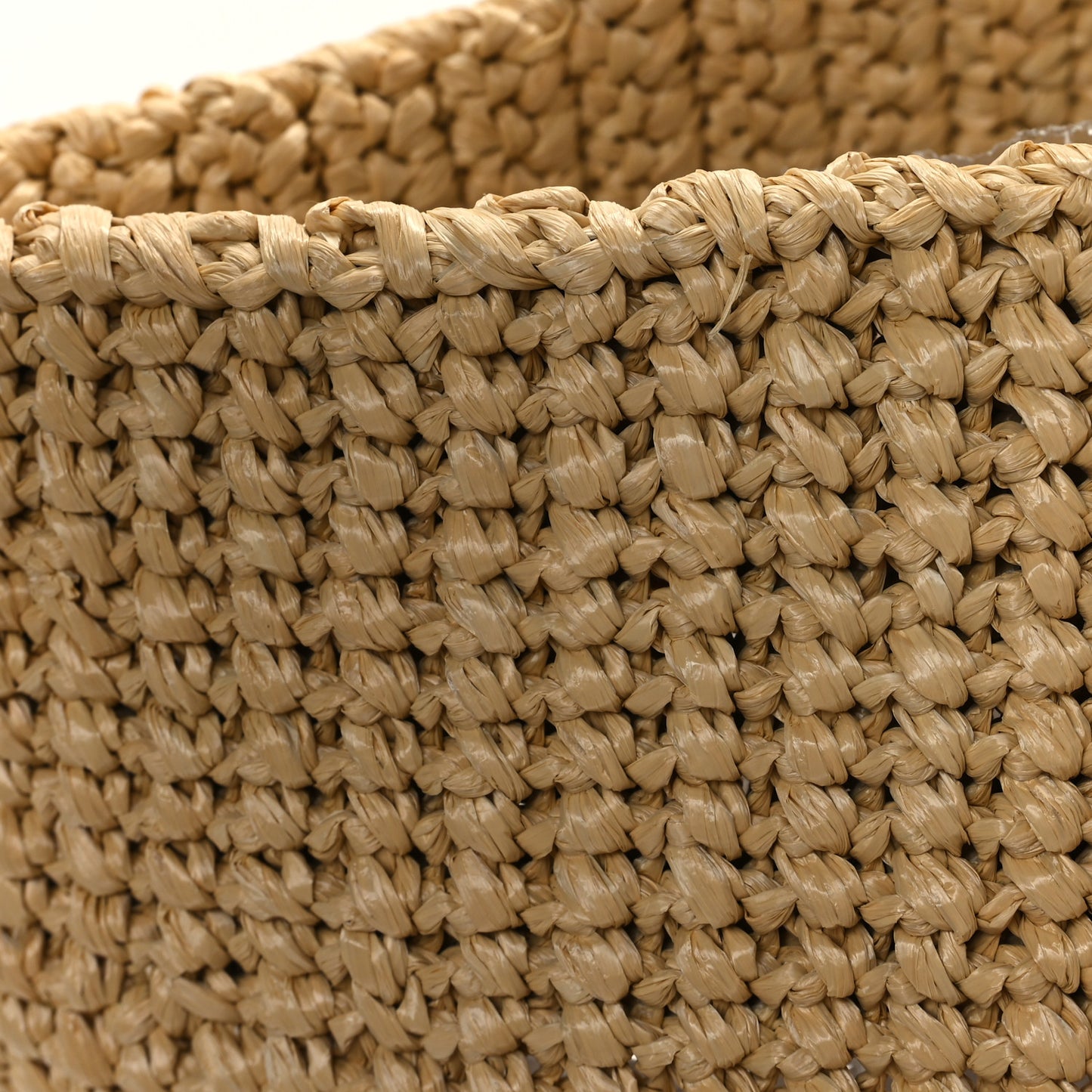 Yarn Raffia Effect Crochet Embroidered Logo Tote Naturale