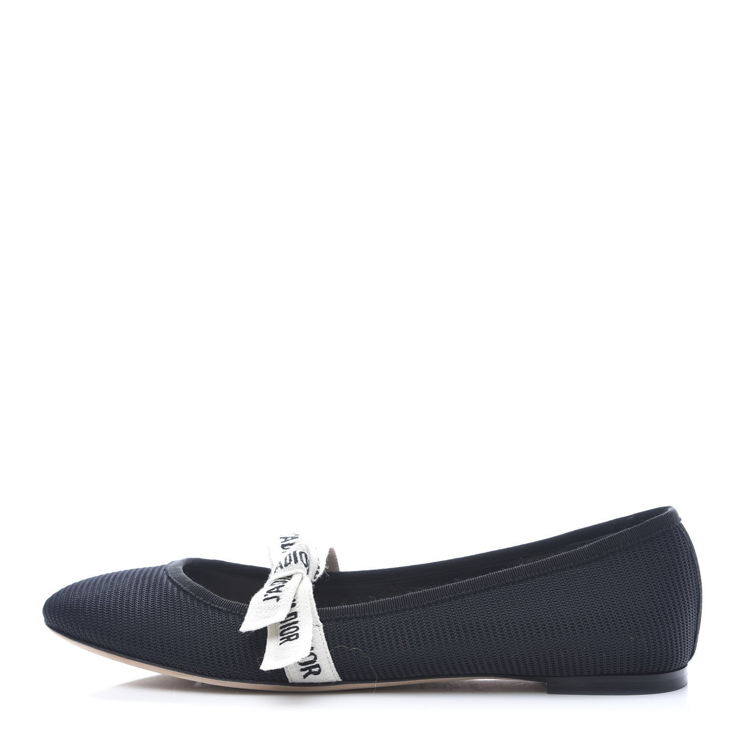 Christian Dior Fabric Ribbon Embroidered J'Adior Ballet Flats 41 Black 1 of 7