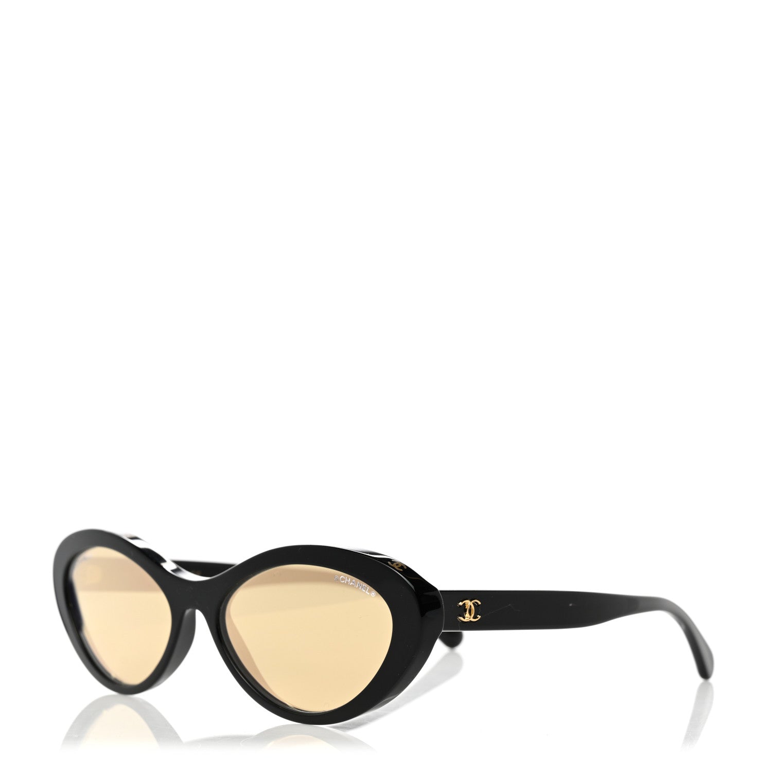 Chanel Acetate Oval Sunglasses 5416 Black Beige 1 of 8