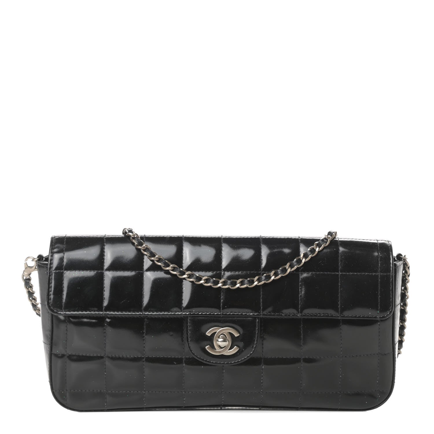 Chanel Patent Quilted East West Chocolate Bar Flap Black 1 of 14