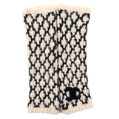 Chanel Cashmere Blend CC Fingerless Gloves White Black 1 of 3