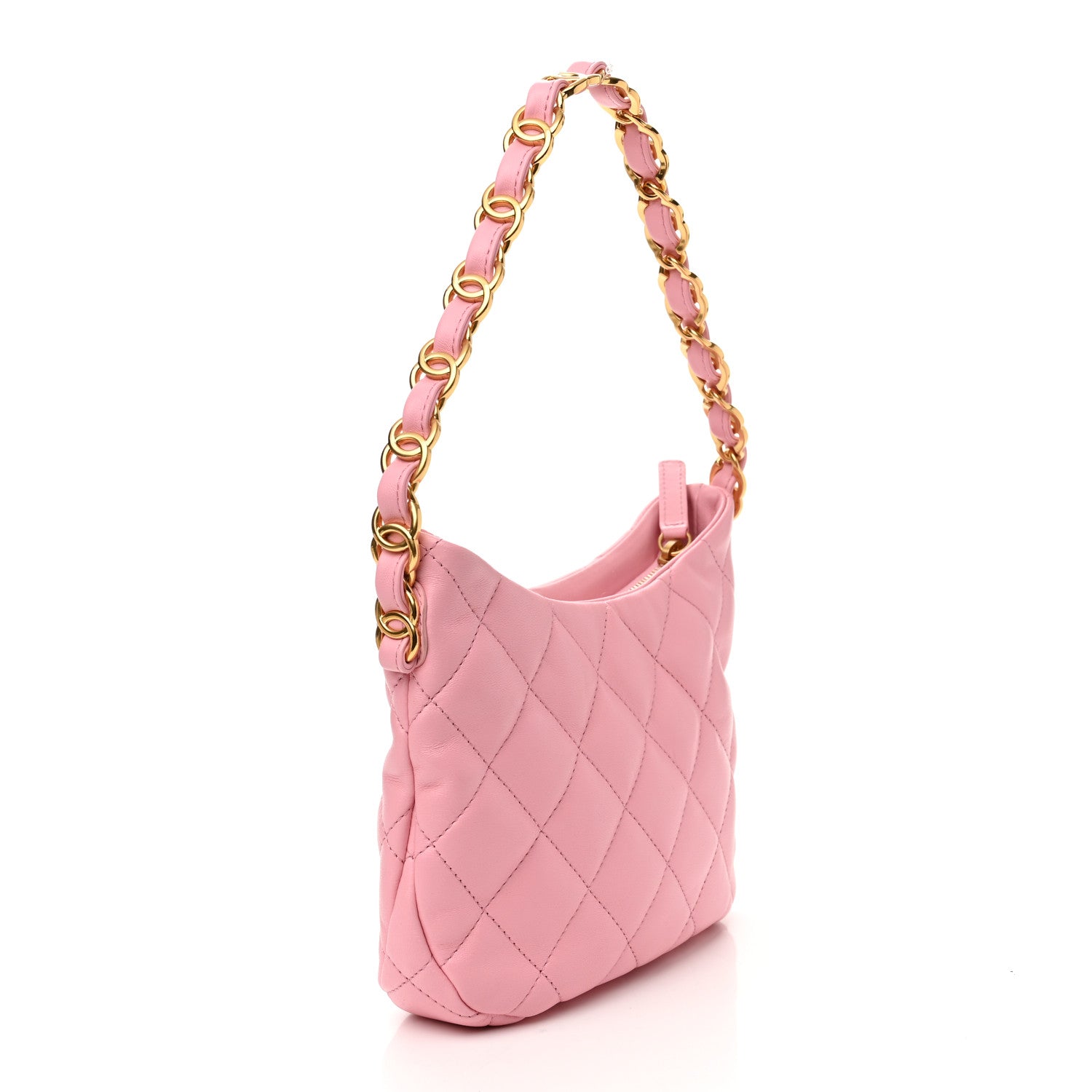Chanel Lambskin Quilted CC Links Hobo Light Pink 2 of 9