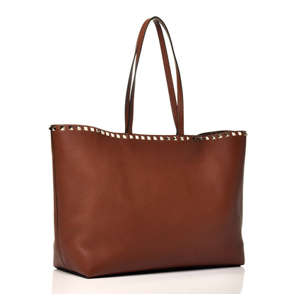 Valentino Garavani Grained Calfskin Rockstud Shoulder Tote Bright Cognac 3 of 8
