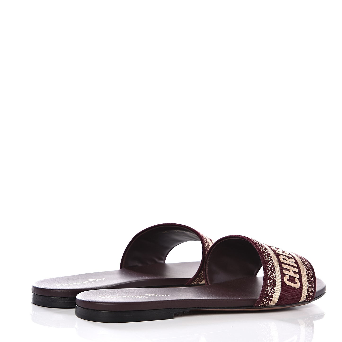 Canvas Embroidered Dway Mules Slide Sandals 40.5 Burgundy