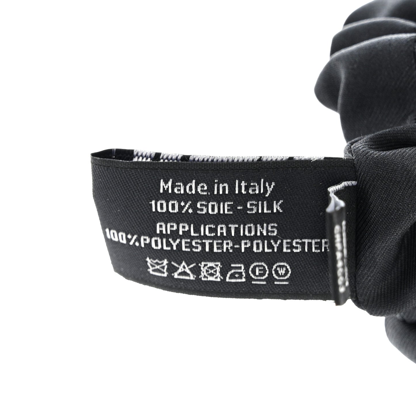 Silk CC Hair Tie Black Ecru