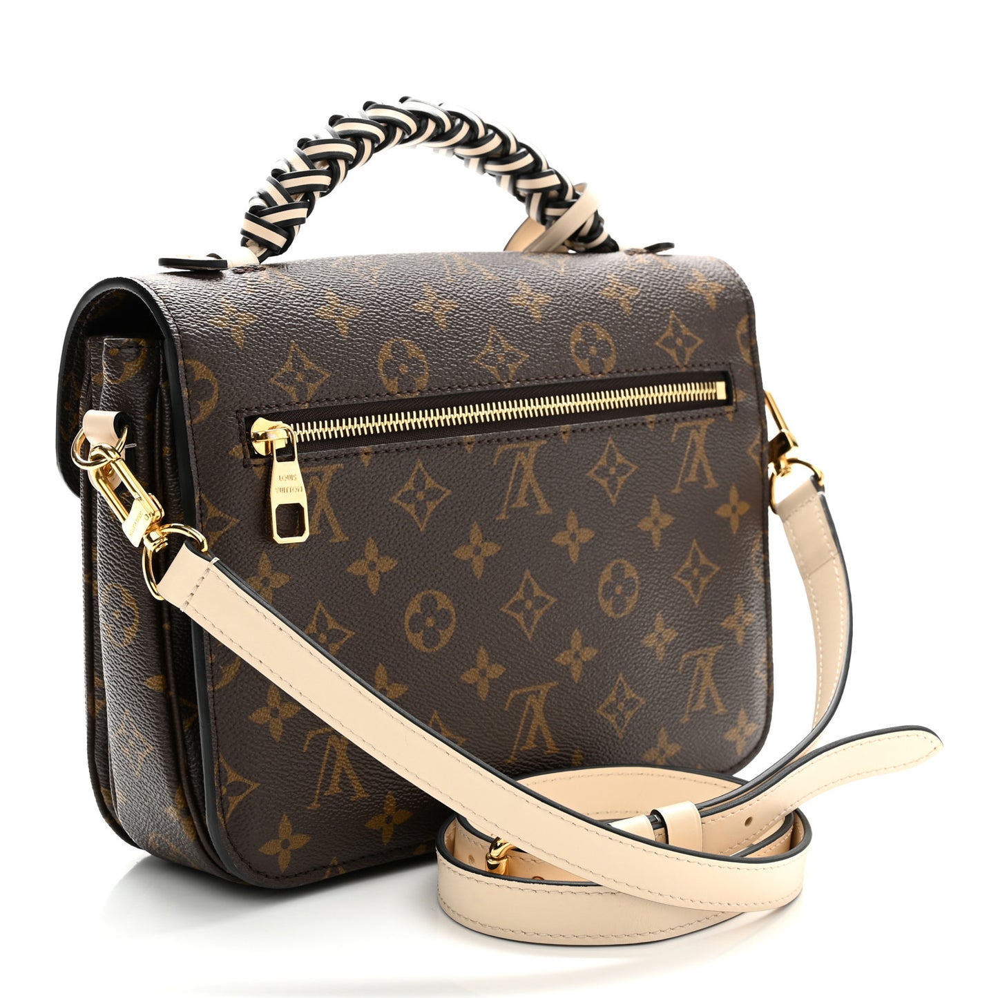 Monogram Braided Pochette Metis Creme Beige