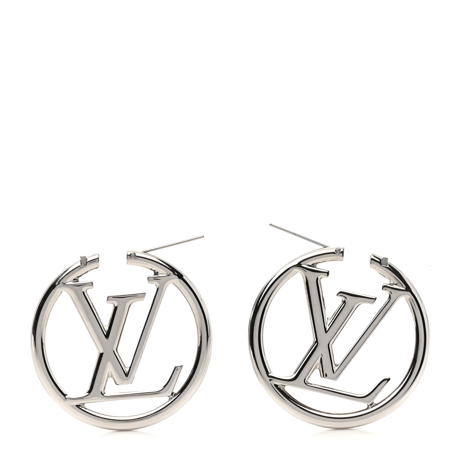 Louis Vuitton Palladium Louise Hoop Earrings Silver 3 of 4