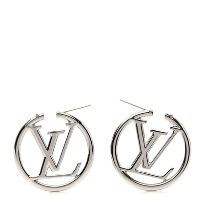 Louis Vuitton Palladium Louise Hoop Earrings Silver 3 of 4