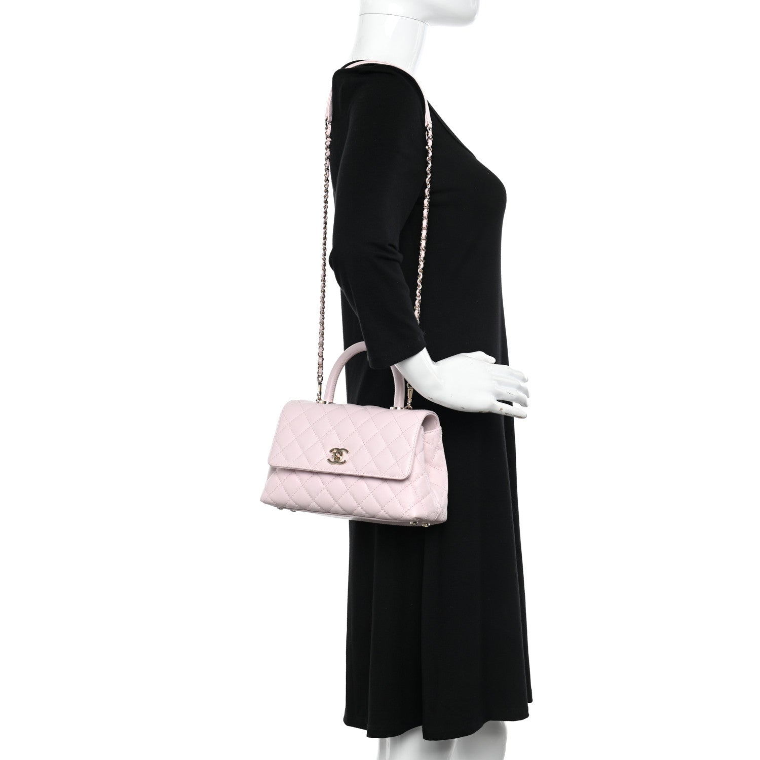 Chanel Caviar Quilted Mini Coco Handle Flap Light Pink 2 of 11
