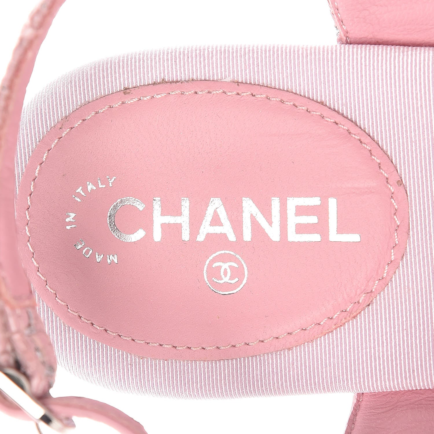 Chanel Tweed CC Charm Thong Sandals 36.5 Pink Silver 8 of 13