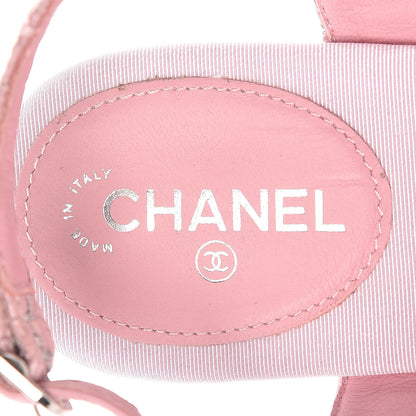 Chanel Tweed CC Charm Thong Sandals 36.5 Pink Silver 8 of 13