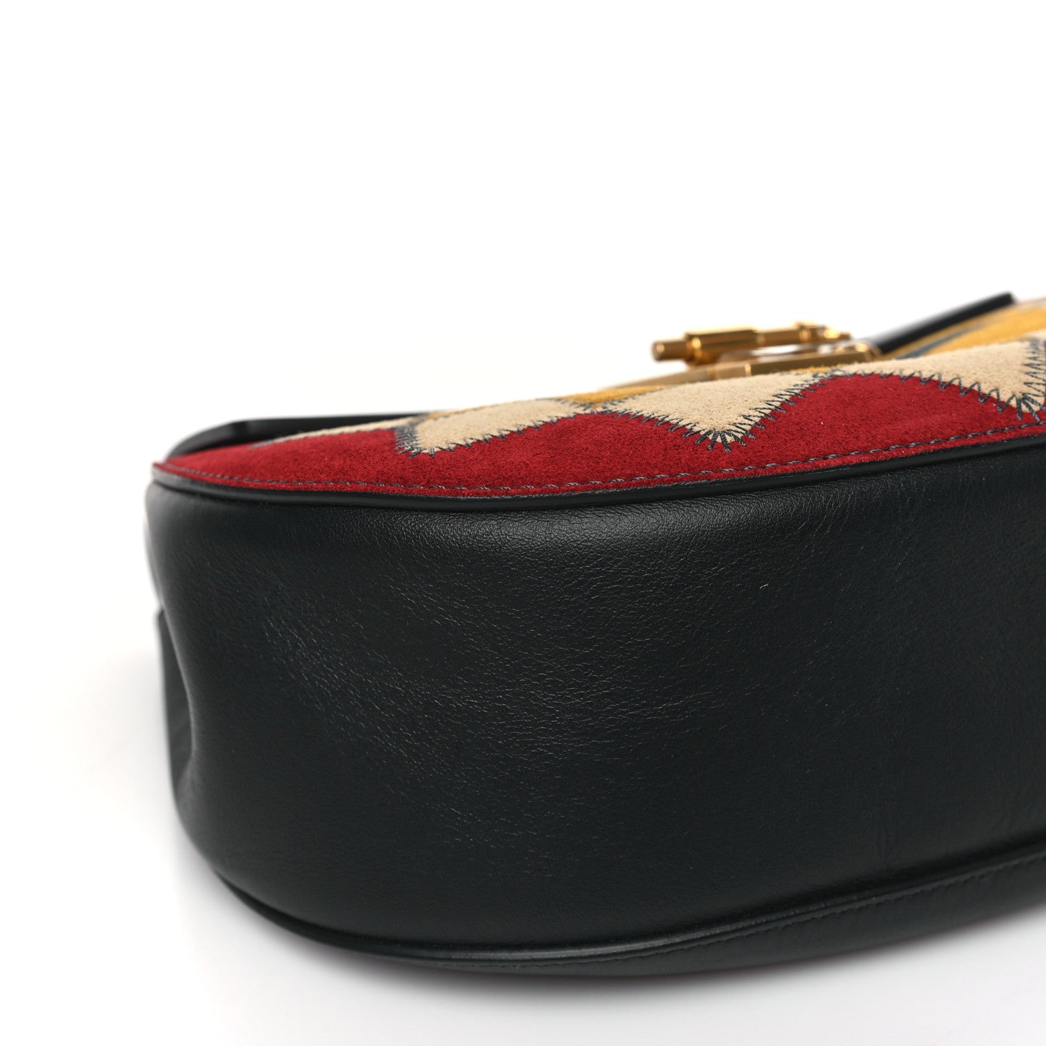 Chloe Suede Calfskin Wonder Woman Patchwork Drew Shoulder Bag Black 7 of 8
