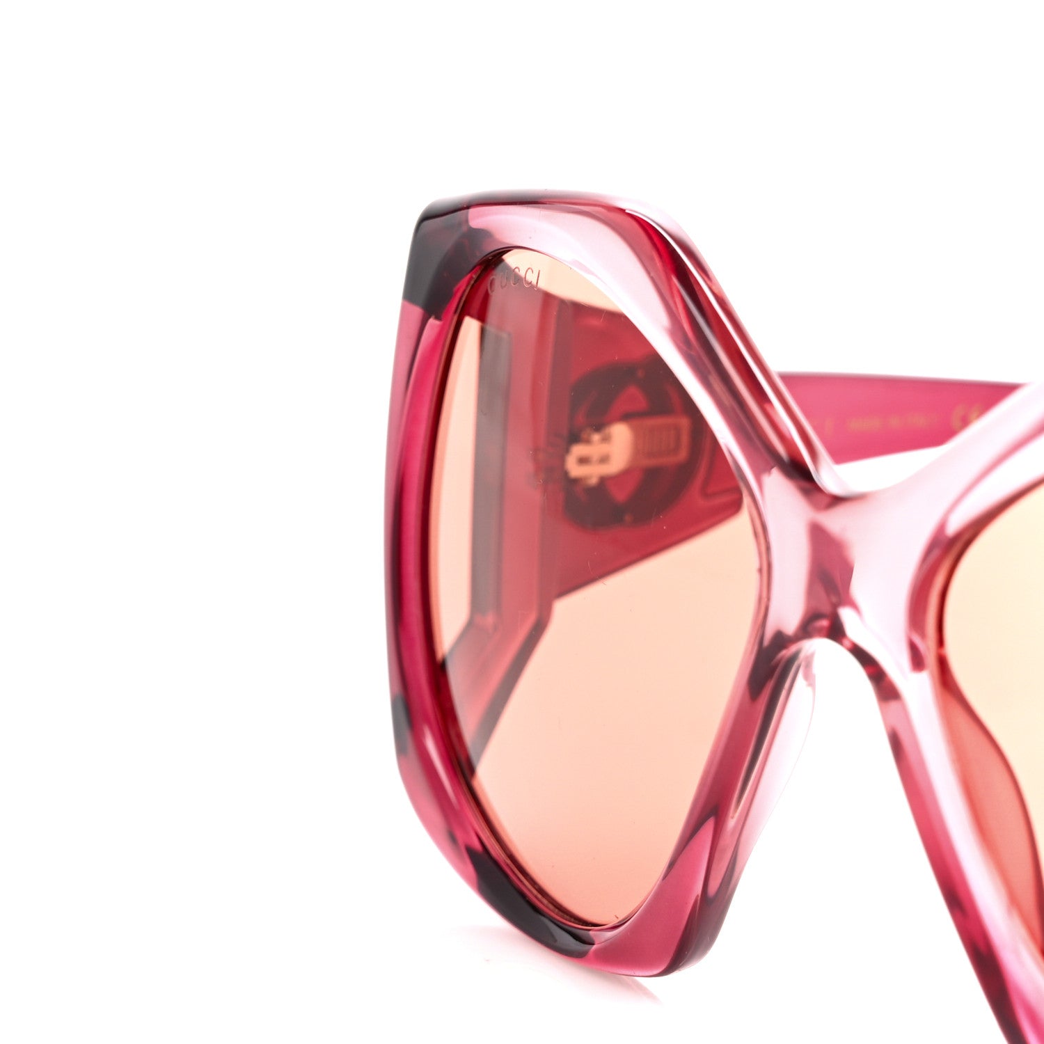 Gucci Acetate Round Sunglasses GG0875S Burgundy Orange 7 of 9