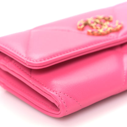 Chanel Lambskin Quilted Chanel 19 Flap Wallet Dark Pink 9 of 11