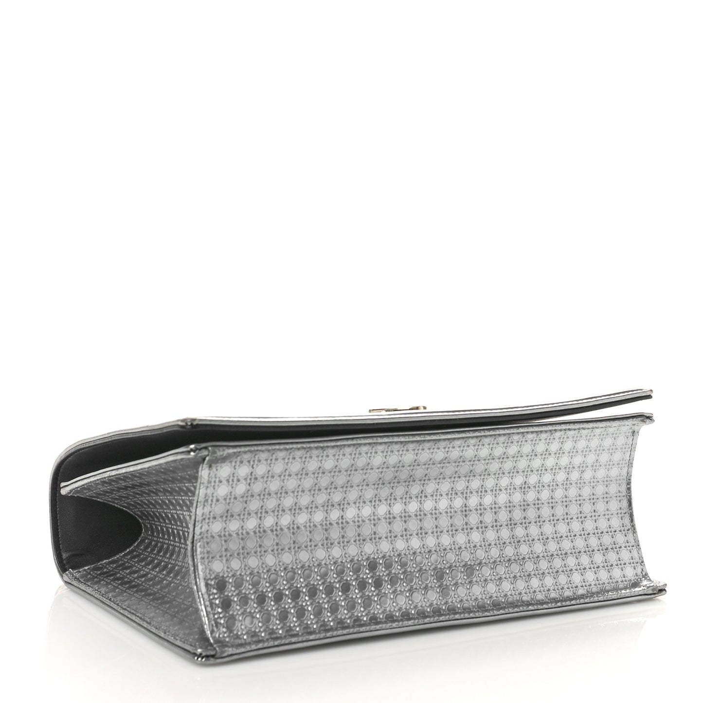 Metallic Patent Micro-Cannage Medium Diorama Flap Bag Silver