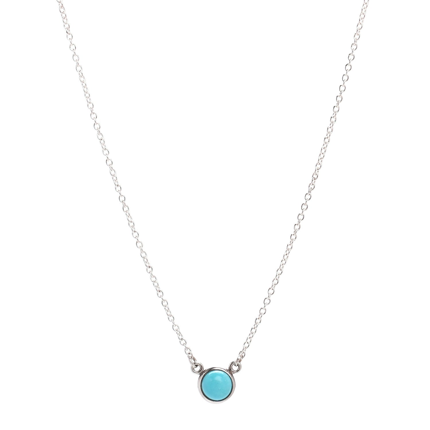 Tiffany Sterling Silver Turquoise Elsa Peretti Color by the Yard Pendant Necklace 1 of 4