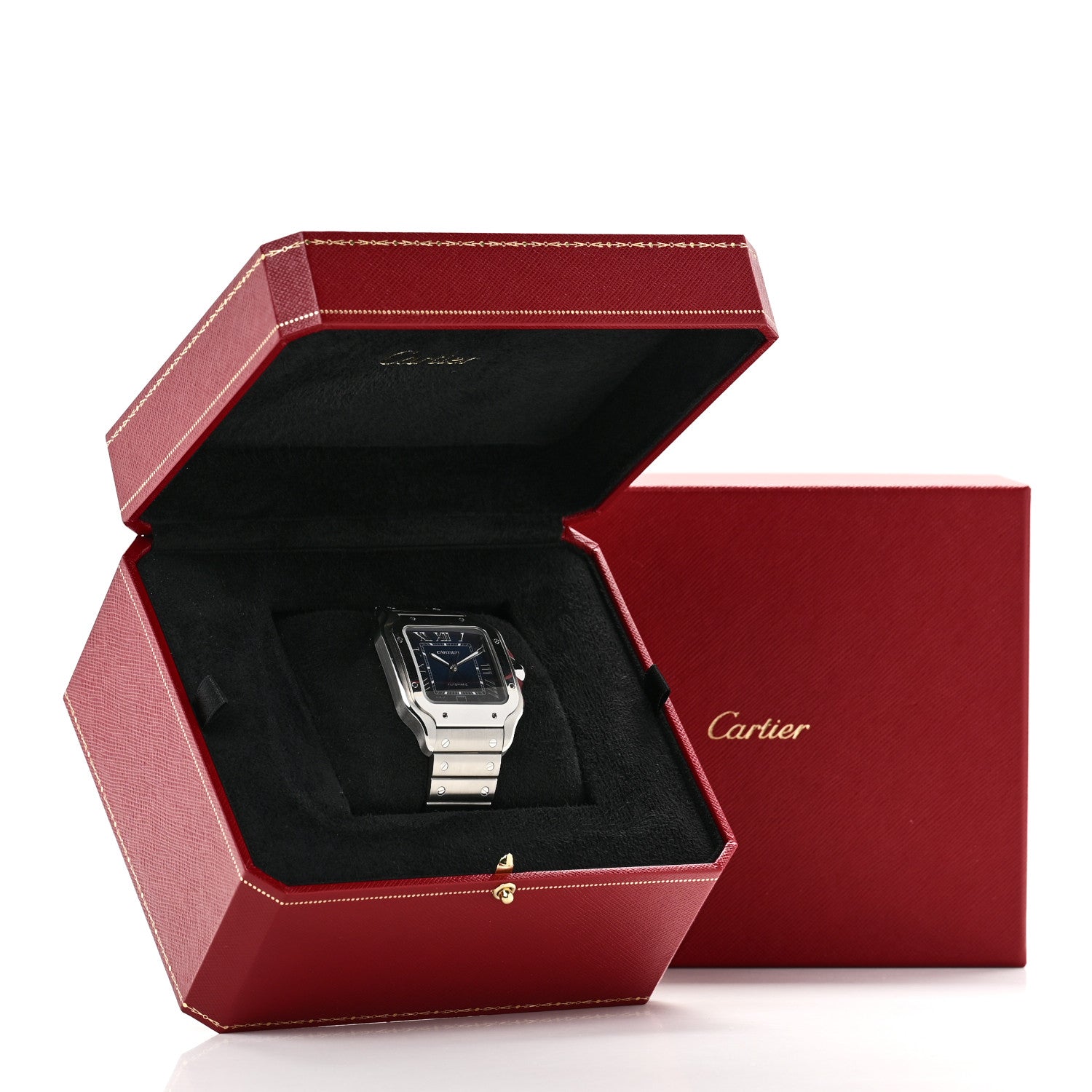 Cartier Stainless Steel Alligator 39.8mm Santos De Cartier Automatic Watch Blue 7 of 7