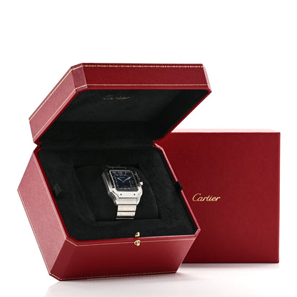 Cartier Stainless Steel Alligator 39.8mm Santos De Cartier Automatic Watch Blue 7 of 7