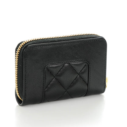 Chanel Sheepskin Quilted Mademoiselle Vintage Zip Coin Purse Black 3 of 7