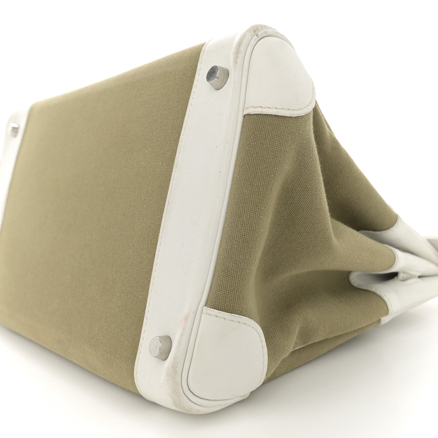 Hermes Swift Toile Birkin 35 White Vert Miliatire 10 of 20