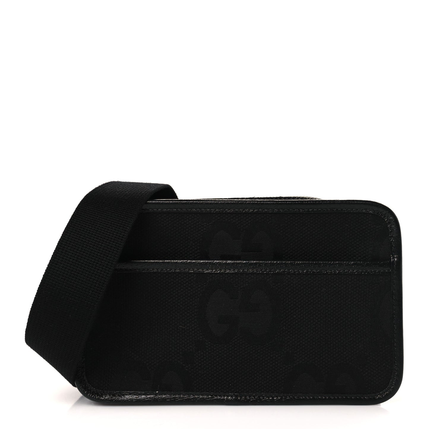 Monogram Jumbo GG Textured Dollar Calfskin Web Mini Crossbody Bag Black
