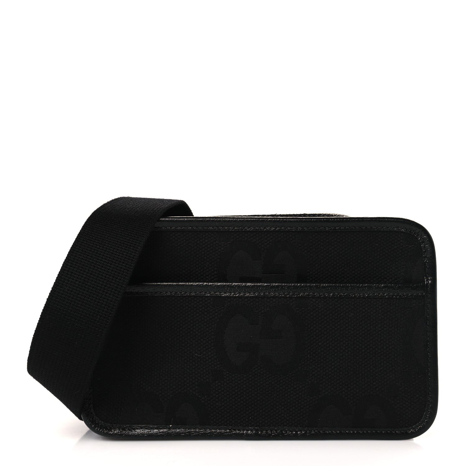 Gucci Monogram Jumbo GG Textured Dollar Calfskin Web Mini Crossbody Bag Black 1 of 9