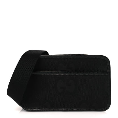 Gucci Monogram Jumbo GG Textured Dollar Calfskin Web Mini Crossbody Bag Black 1 of 9