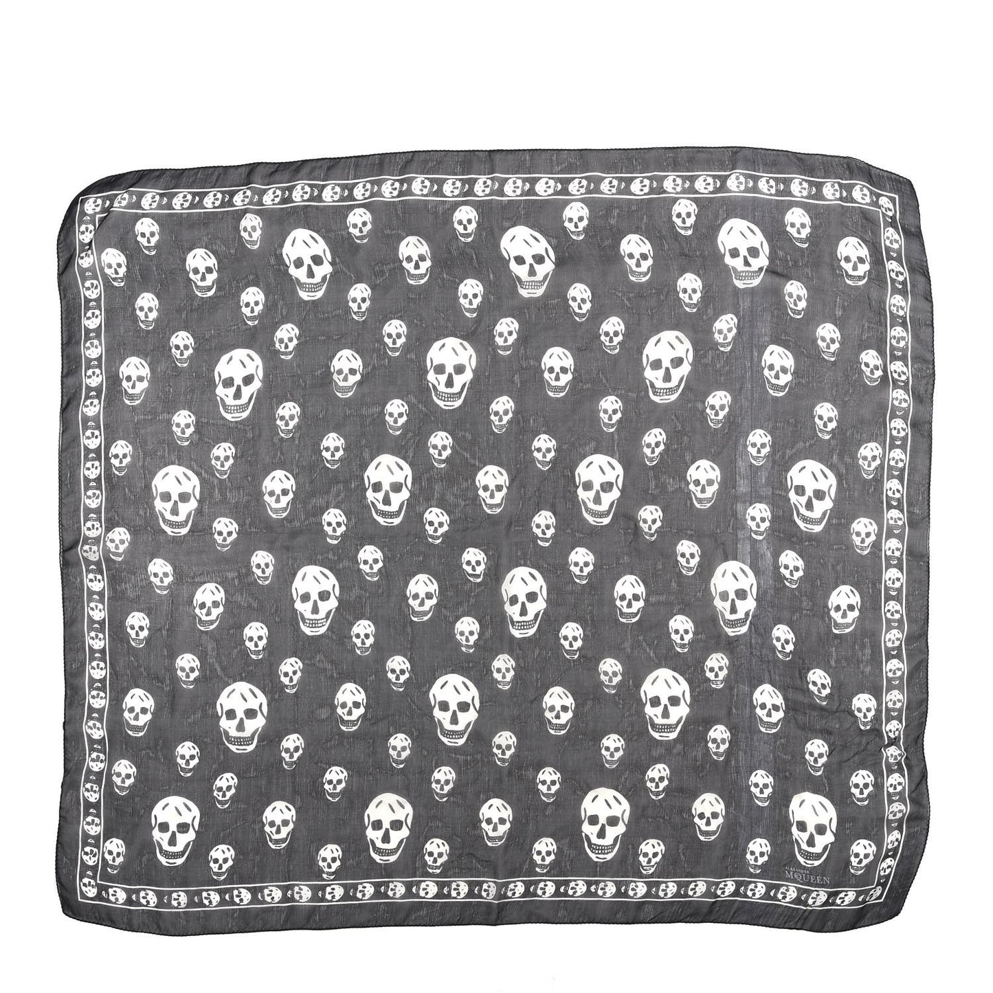 Silk Chiffon Skull Scarf Black Ivory