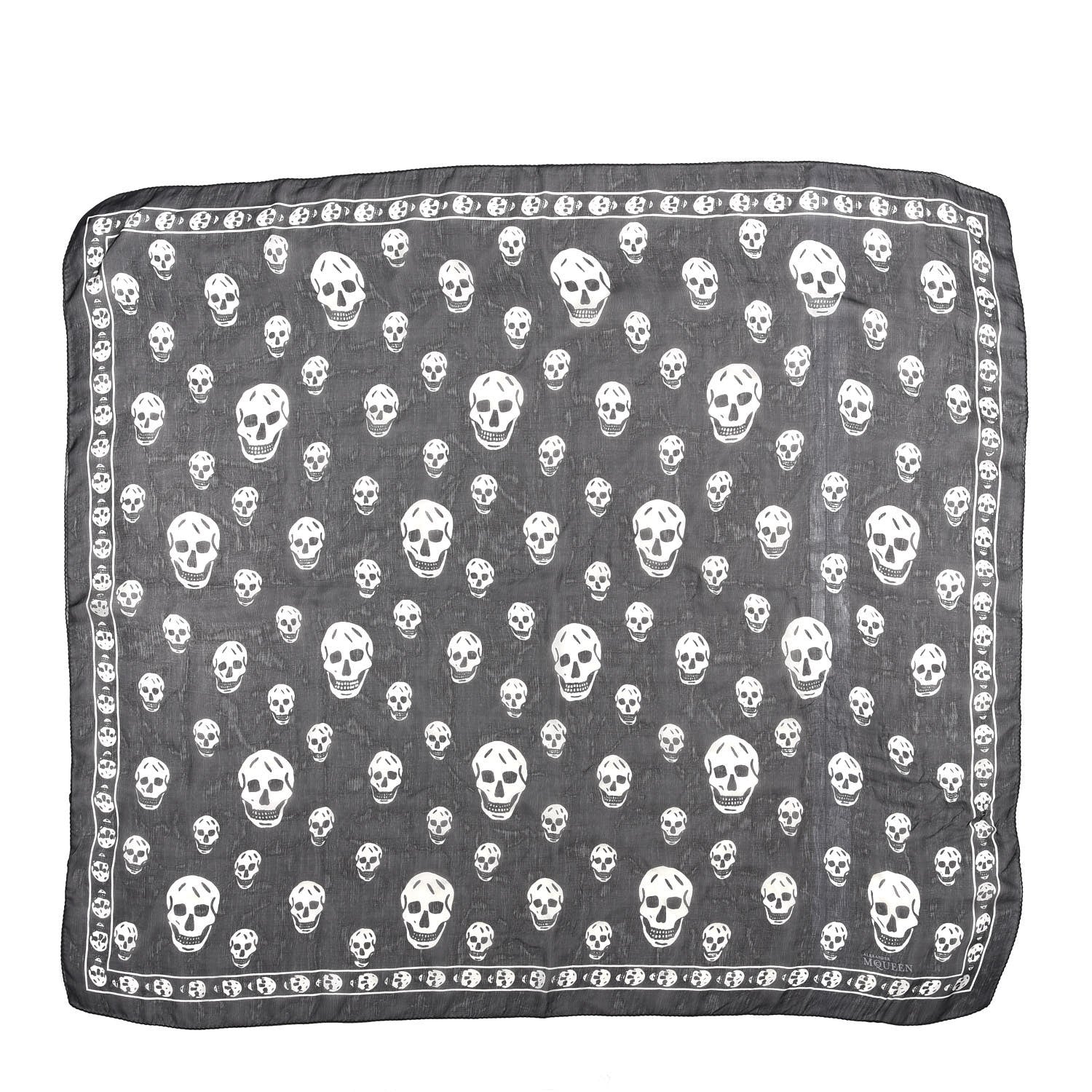 Alexander McQueen Silk Chiffon Skull Scarf Black Ivory 1 of 3