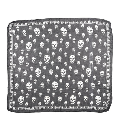 Alexander McQueen Silk Chiffon Skull Scarf Black Ivory 1 of 3