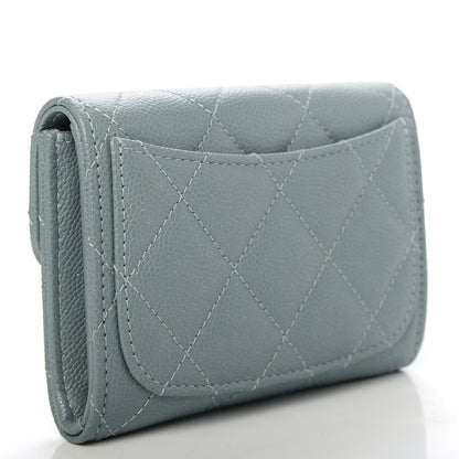Chanel Iridescent Caviar Quilted Flap Card Holder Wallet Light Blue 3 of 8