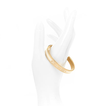 Christian Dior Metal Enamel Code Bangle Bracelet White Gold White 2 of 4