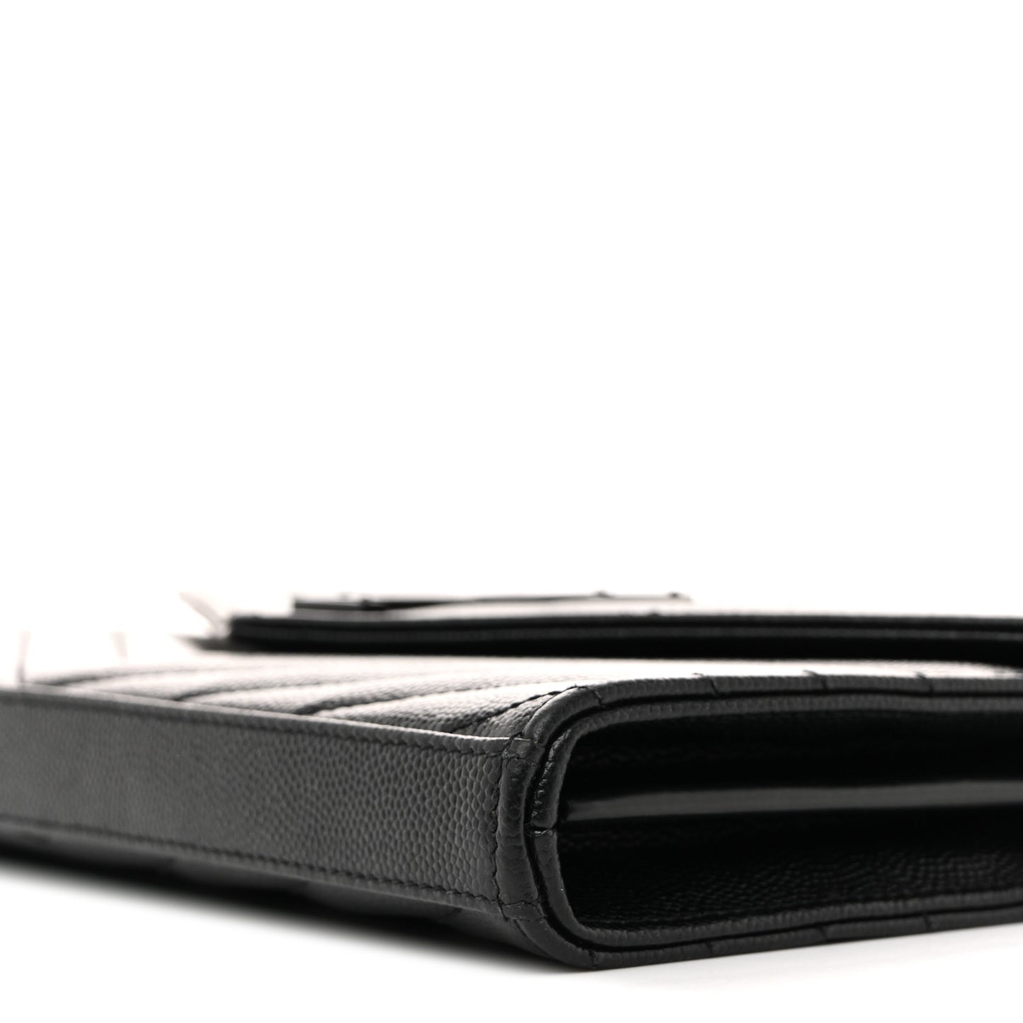 Grain De Poudre Matelasse Chevron Monogram Monochrome Chain Wallet Black