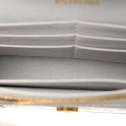 Balenciaga Shiny Calfskin Crocodile Embossed Hourglass Chain Bag White 5 of 10