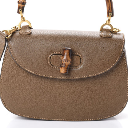 Gucci Natural Grain Calfskin Small Classic Bamboo Top Handle Bag Blush Brown 8 of 10