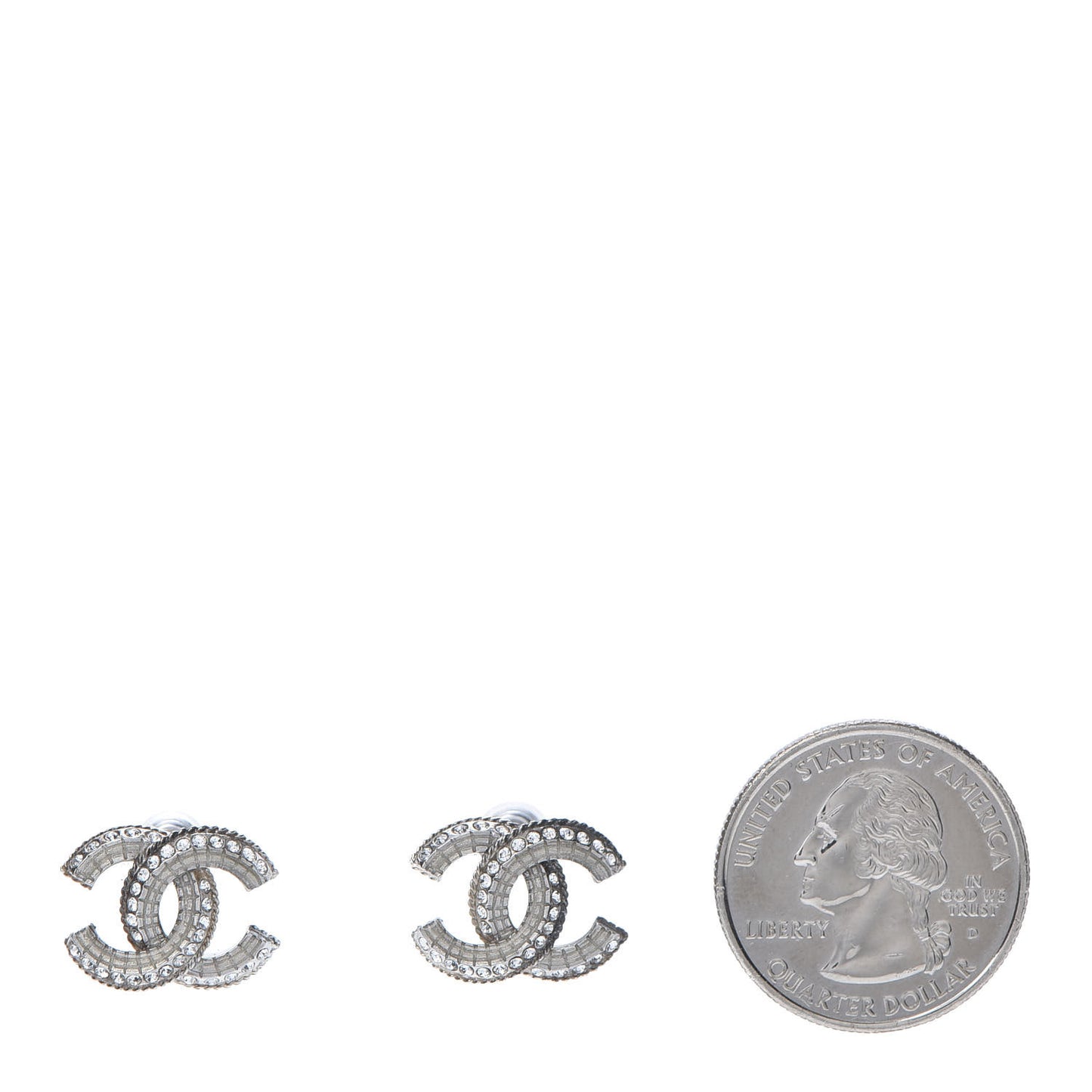 Baguette Crystal CC Earrings Silver