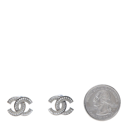 Chanel Baguette Crystal CC Earrings Silver 2 of 6