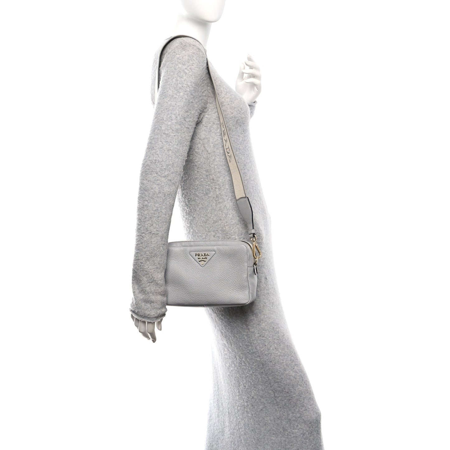 Vitello Daino Soft Medium Double Zip Shoulder Bag Ardesia