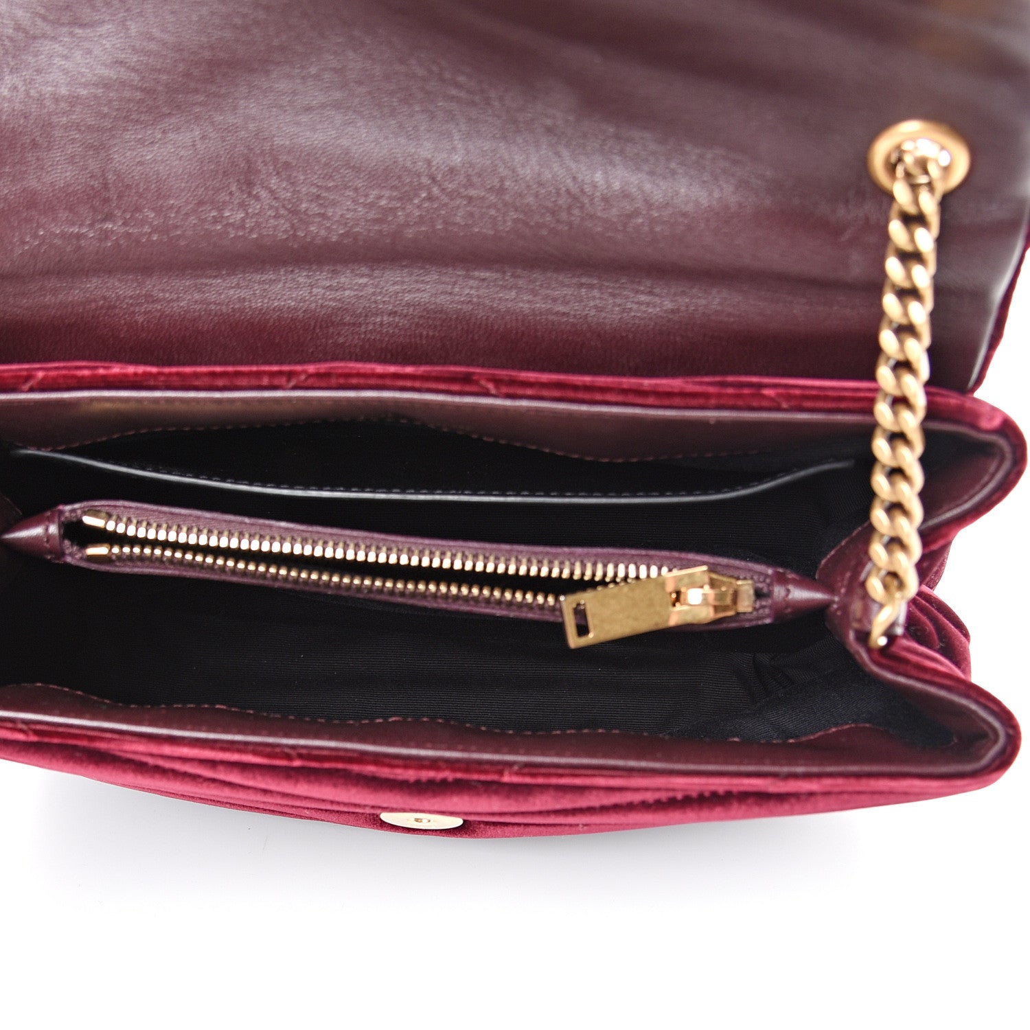 Saint Laurent Velvet Y Quilted Monogram Small Loulou Chain Satchel Burgundy 4 of 12