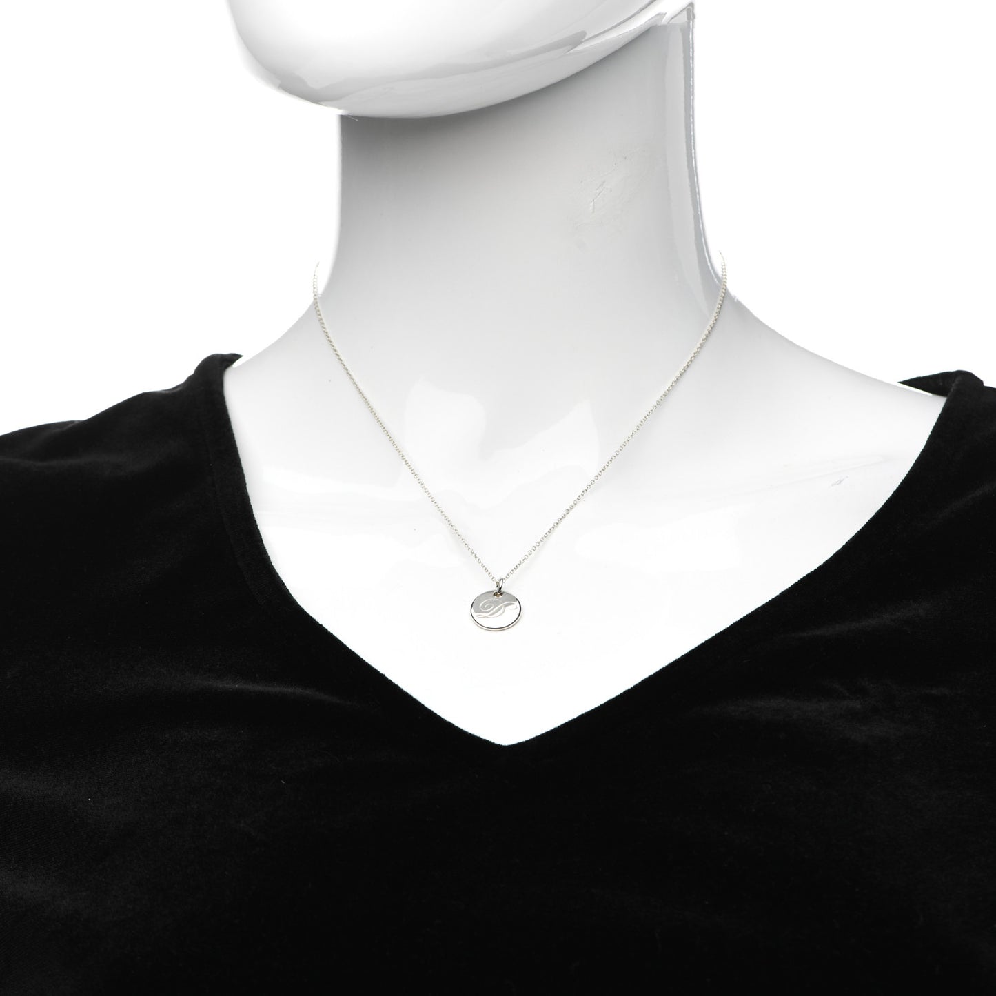 Sterling Silver Letter D Round Pendant Necklace