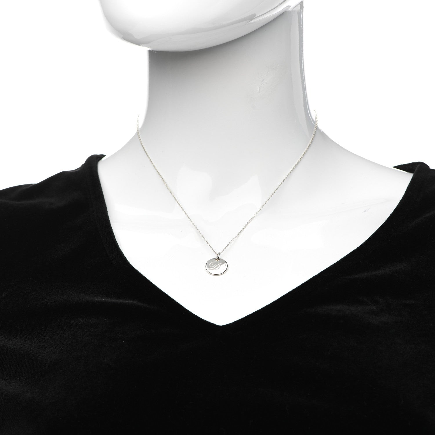 Tiffany Sterling Silver Letter D Round Pendant Necklace 2 of 4