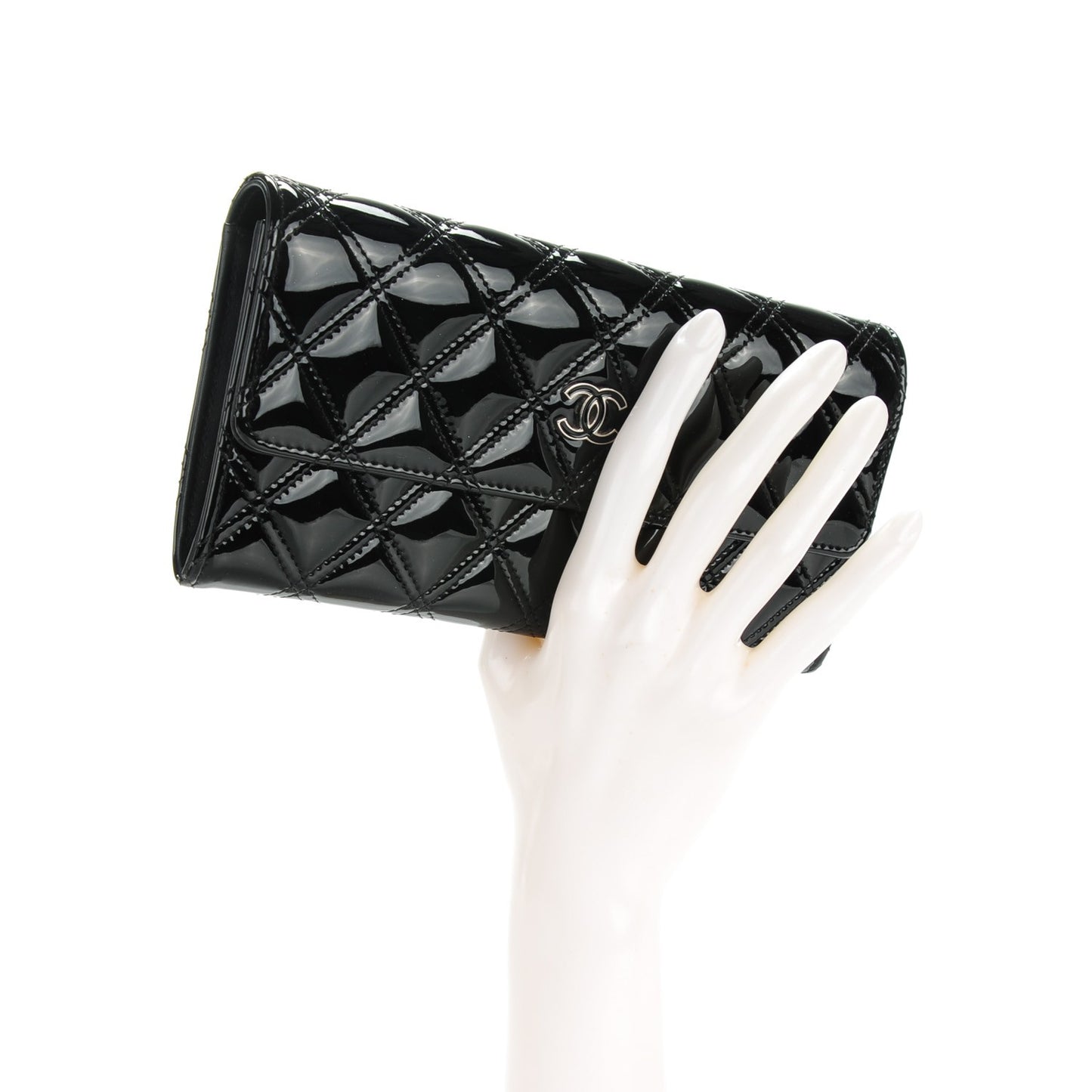 Patent CC Large Gusset Flap Wallet Black