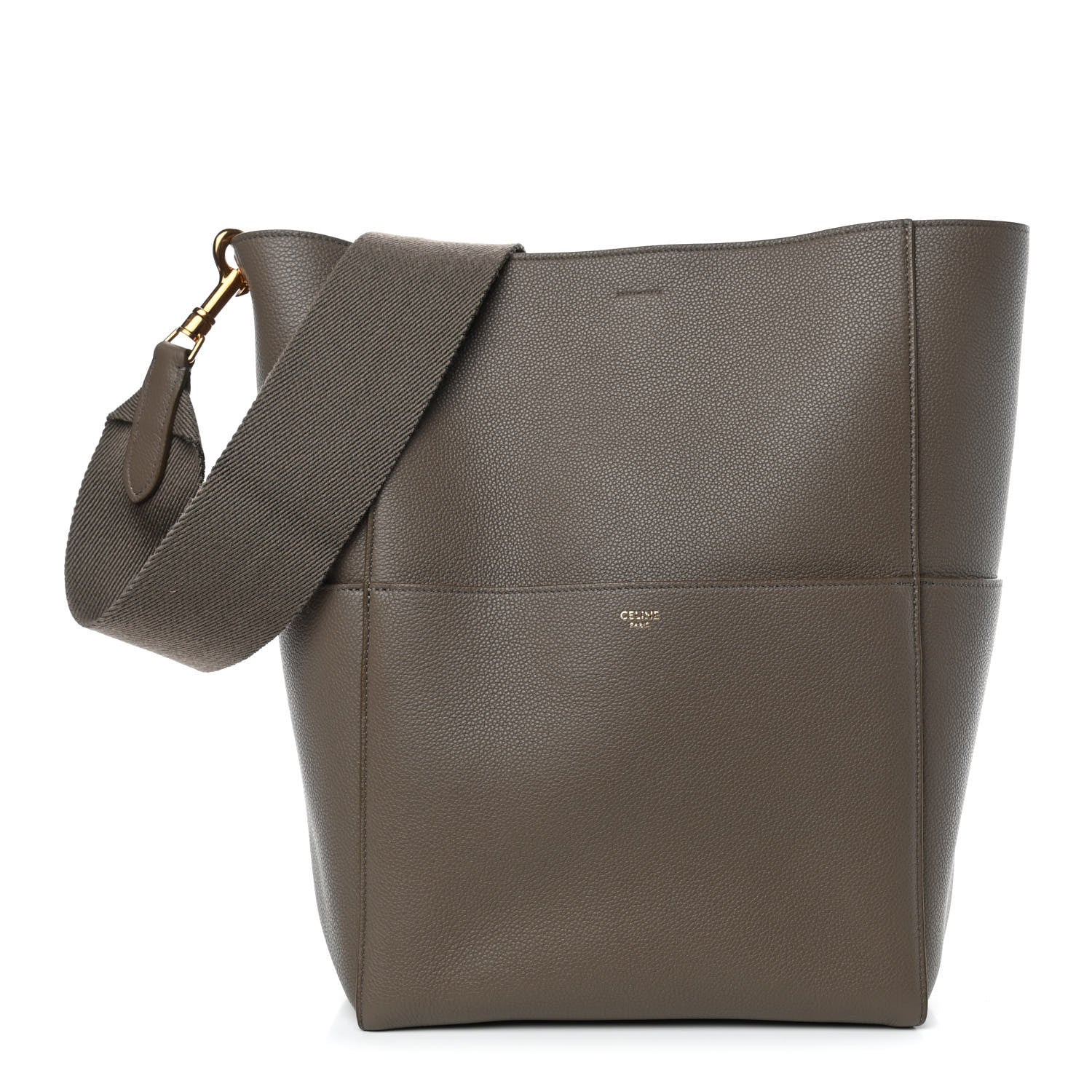 Celine Soft Grained Calfskin Sangle Bucket Bag Taupe 1 of 4