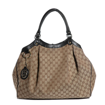 Gucci Monogram Large Sukey Tote Beige Ebony Black 1 of 9