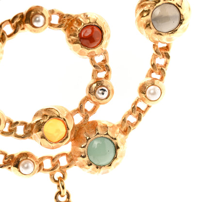 Chanel Pearl Gripoix Crystal No 5 Medallion Necklace Gold 6 of 8